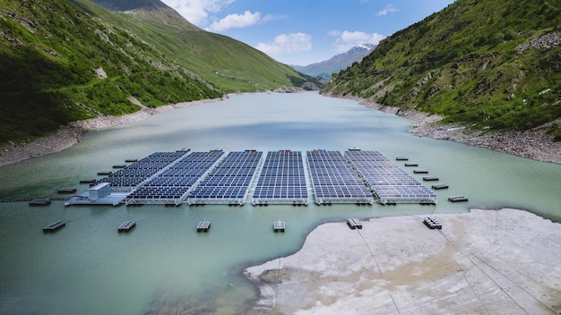 photovoltaics power plant on a lake