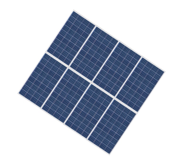 Photovoltaïsche zonnepanelen geïsoleerd op witte achtergrond Milieuthema Groene energieconcept