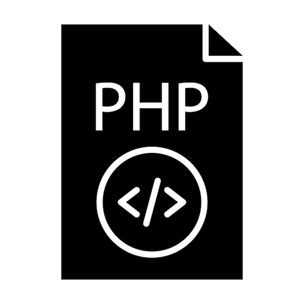 Foto illustrazione nera solida del glifo del file php