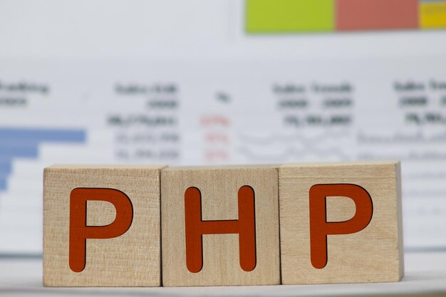 php geïsoleerde tekst in houten bouwblokken