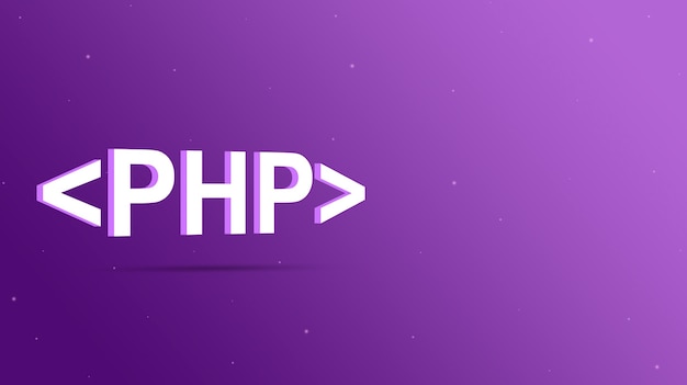 보라색 배경에 프로그램 괄호 안의 PHP 언어 이름 3d