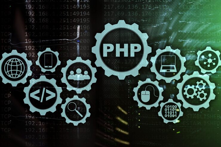 Photo php programming language developing programming and coding technologiescyber space concept