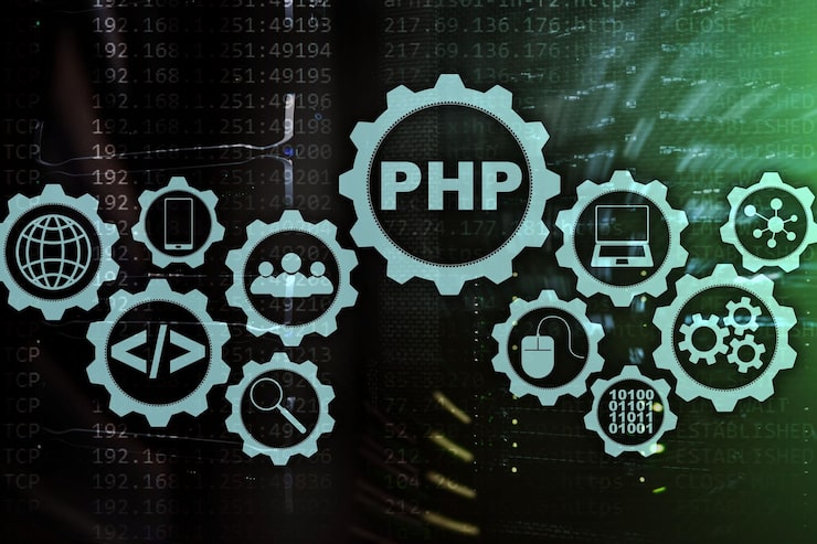 Photo php 프로그래밍 언어 프로그래밍 및 코딩 기술을 개발하는 사이버 공간 개념