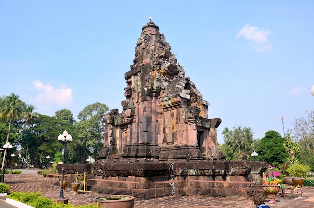 Phra That Narai Cheng Weng or Phra That Narai Jengveng sandstone pagoda Khmer art for people travel visit and pray in Sakon Nakhon Thailand