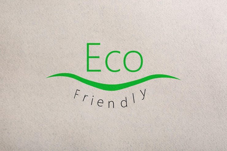 Фотография фраза eco friendly написана на переработанной бумаге, вид сверху