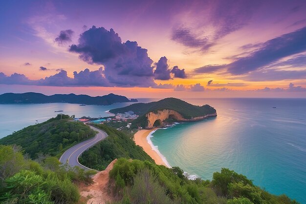 Photo phromthep cape viewpoint at twilight sky in phuketthailand