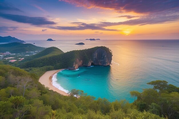 Photo phromthep cape viewpoint at twilight sky in phuketthailand