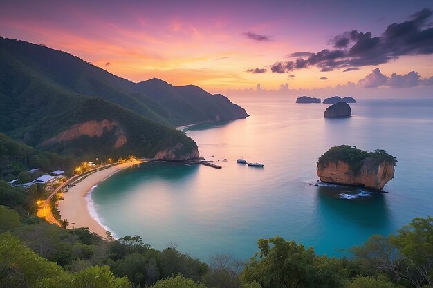 Photo phromthep cape viewpoint at twilight sky in phuketthailand