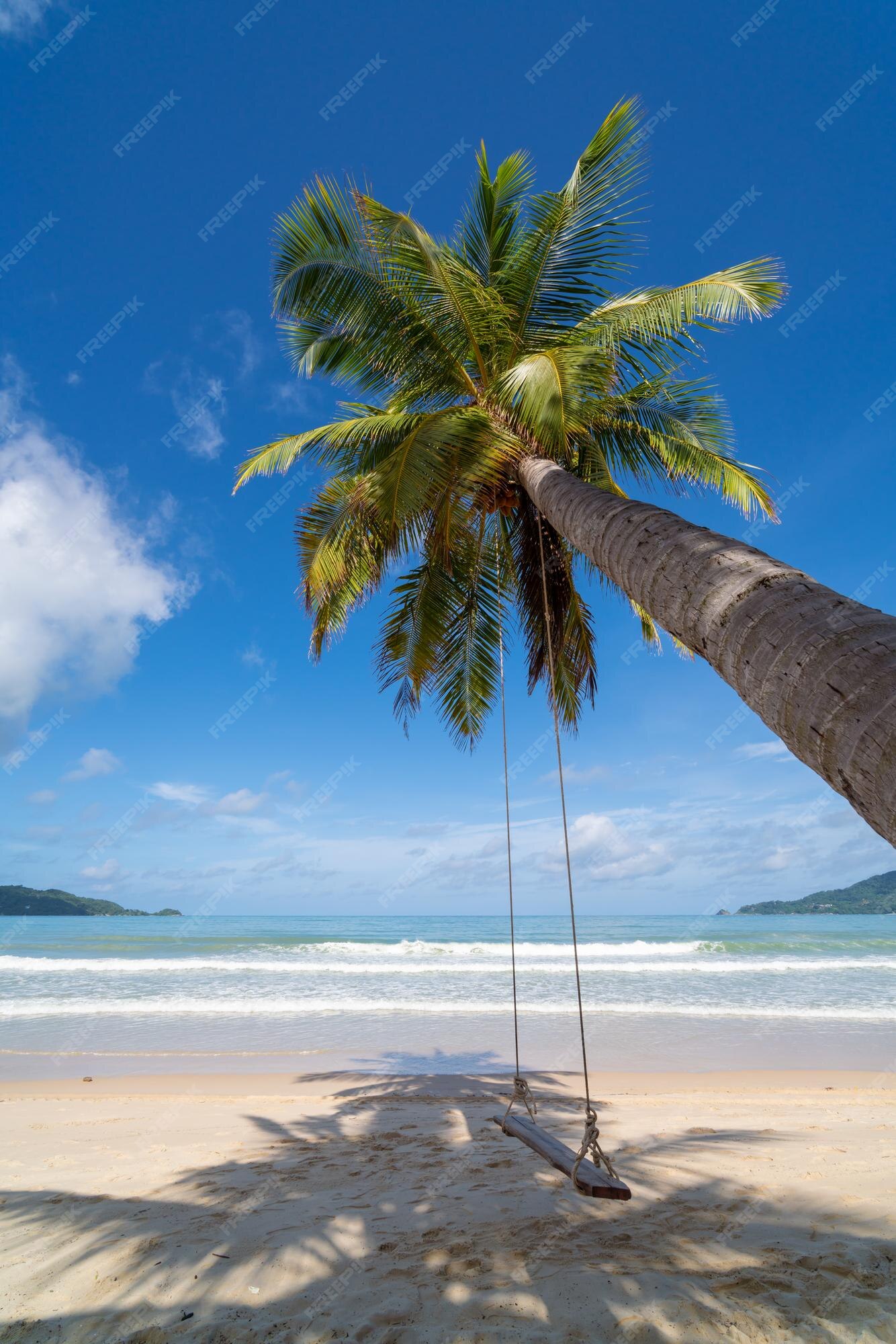 Wallpaper HD Beautiful Sandy Beach Sea View Beach Coconut Trees 3D