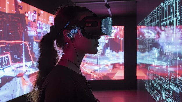 Phygital art installation where physical and digital realities merge exploring human perception through AI and AR