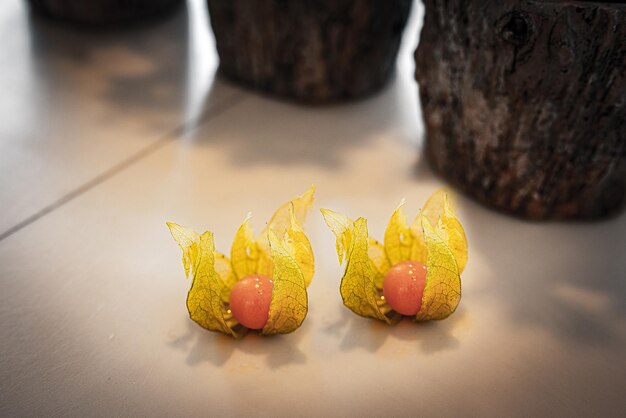 Photo physalis fruit on a white table