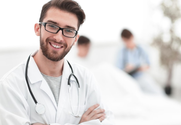 Physician on the background of hospital ward