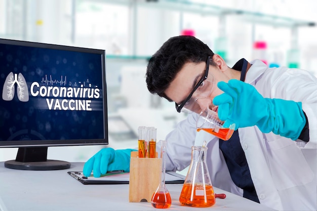 Physician making coronavirus vaccine