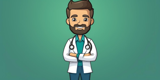 Physician mascot for a company logo line art Generative AI