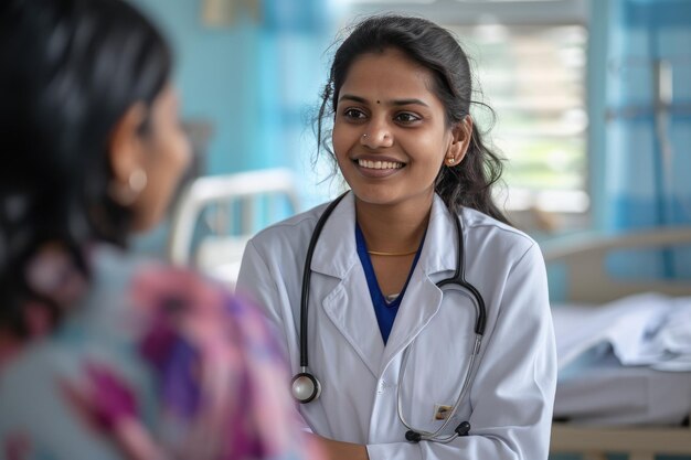 Photo physician and patient at a clinic or hospital generative ai