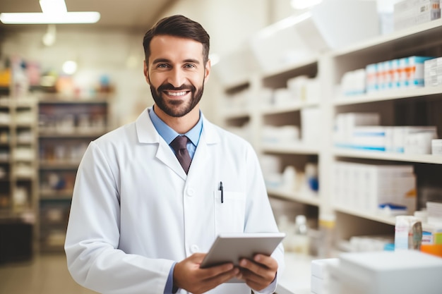 Physicians Routine Portrait of Male Doctor with Clipboard in Hospital