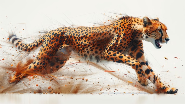 Physicists animated a lowpoly cheetah A guepard leaping polygonal thin line