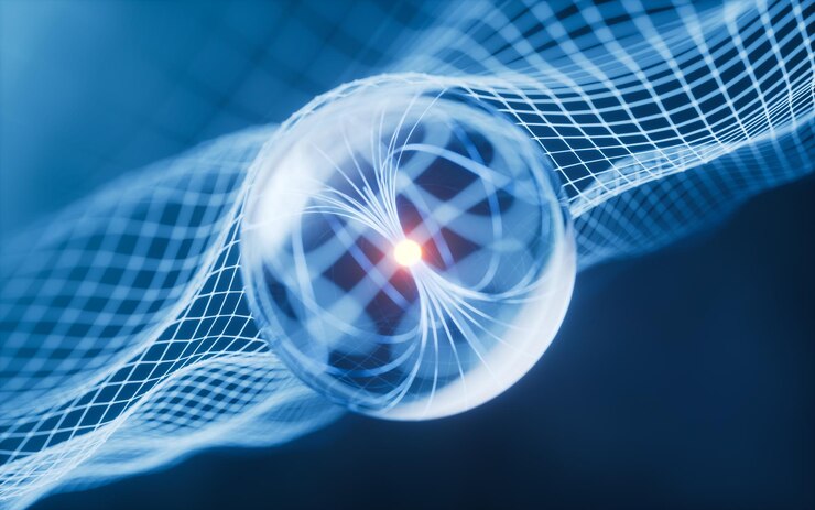 Photo physics quantum and scientific background 3d rendering