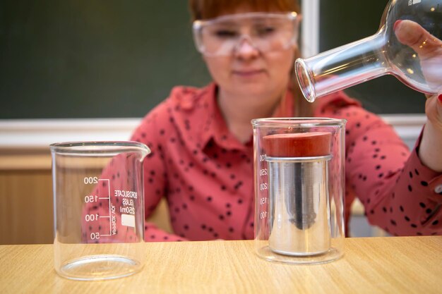 A physics teacher conducts experiments with heated air physics lessons