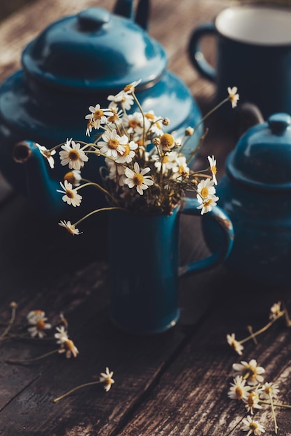 Phyto chamomile tea with vintage tea set