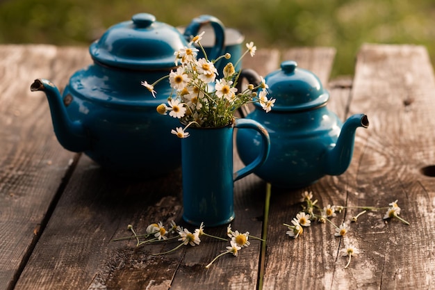 Phyto chamomile tea with vintage tea set