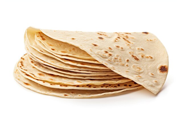 Piadina tortilla and wrap isolated on white background