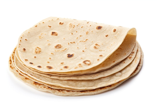 Piadina tortilla and wrap isolated on white background