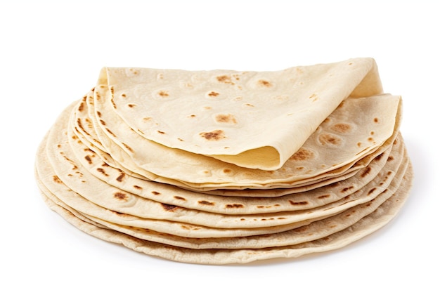 Piadina tortilla and wrap isolated on white background