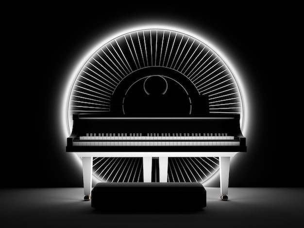 Piano Abstracte piano op zwarte achtergrond