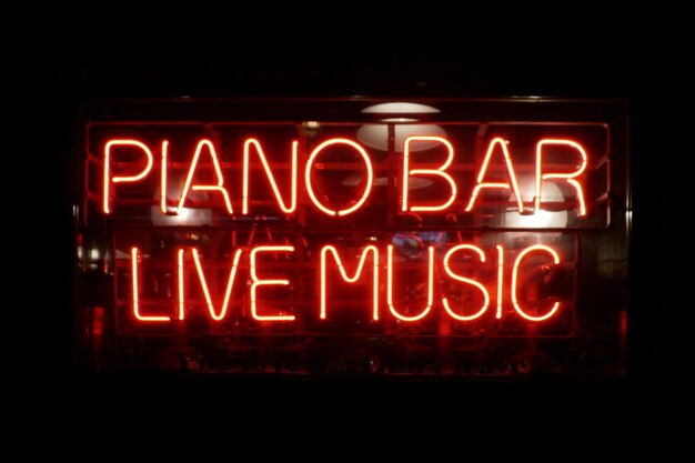 Piano Bar Live Music Neon light