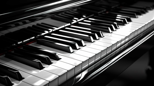 Пианино черно-белый блестящий цвет розовый корпус фон размытый Создать ИИ