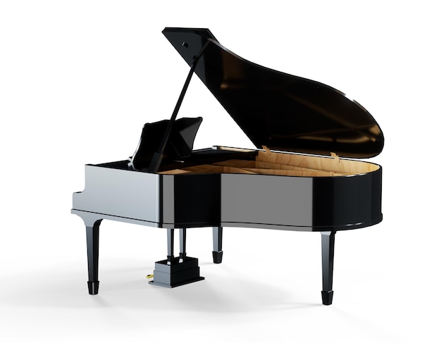 Piano Grand Piano Percussion Music Instrument Isolated on White background 3D rendering