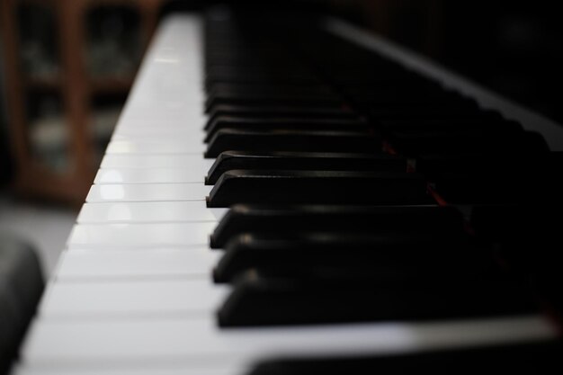 Piano keyboard background with selective focus