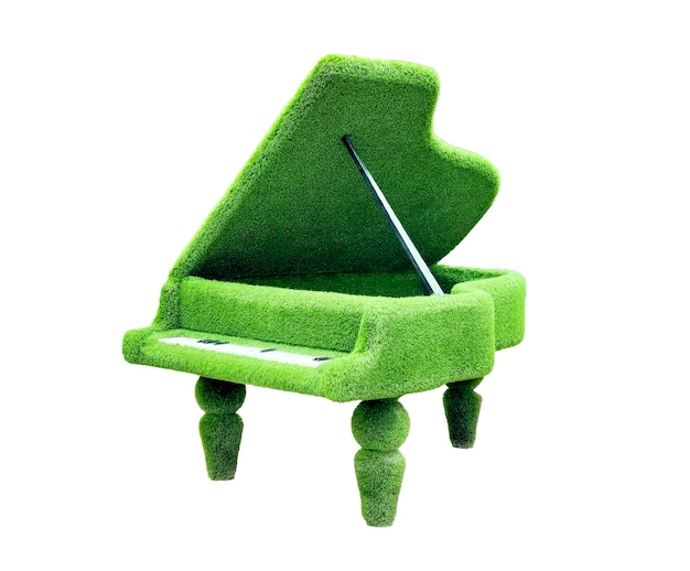 Piano made of bush or artificial grass Shaped topiaries Landscape gardening