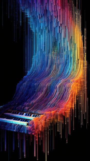 Piano sound waves psychedelic colors