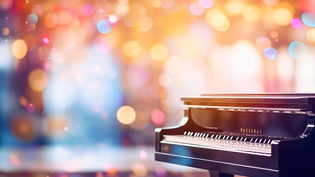 Piano with bokeh background