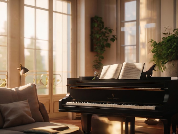 Foto un pianoforte con un libro in cima