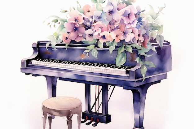 A piano with a bouquet of flowers on it