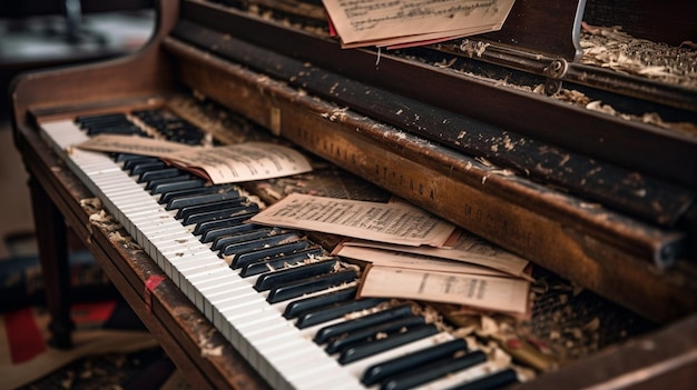 Пианино с нотой на нем, на которой написано "пианино"