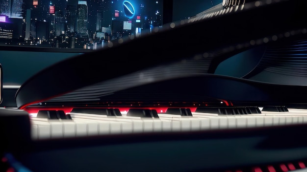 A piano with a red led light on the top