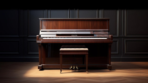 Photo a piano with a wooden piano on the floor