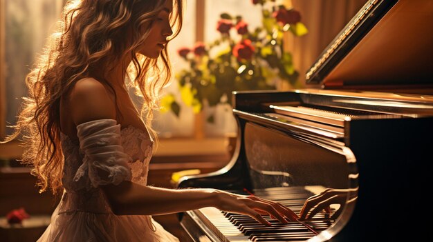写真 ピアノを弾く女性