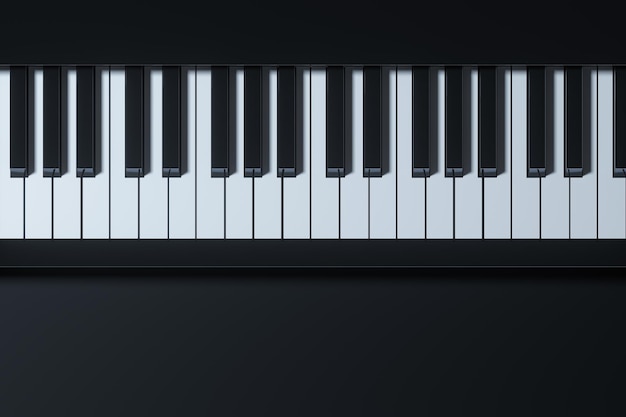 Pianotoetsen met donkere achtergrond 3D-rendering