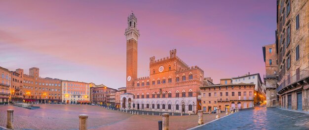 Piazza del Campo in Siena Italy at twilight