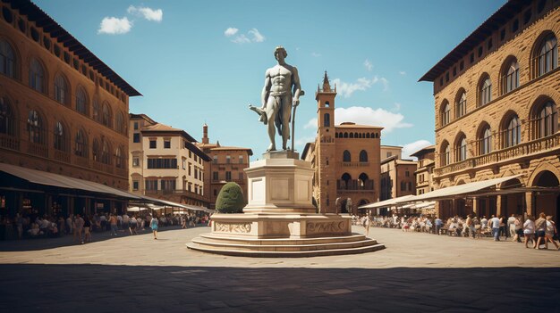 Photo piazza della signoria with the statue of david by michelangelo