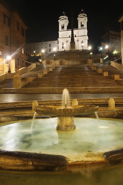 イタリア ローマの夜のスペイン広場