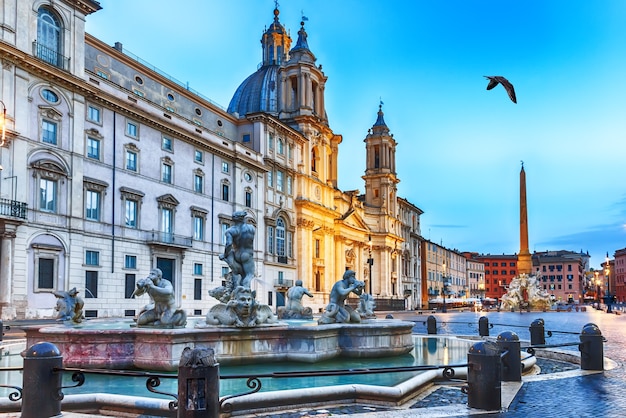 Piazza Navona in Rome, Moor Fountain view.