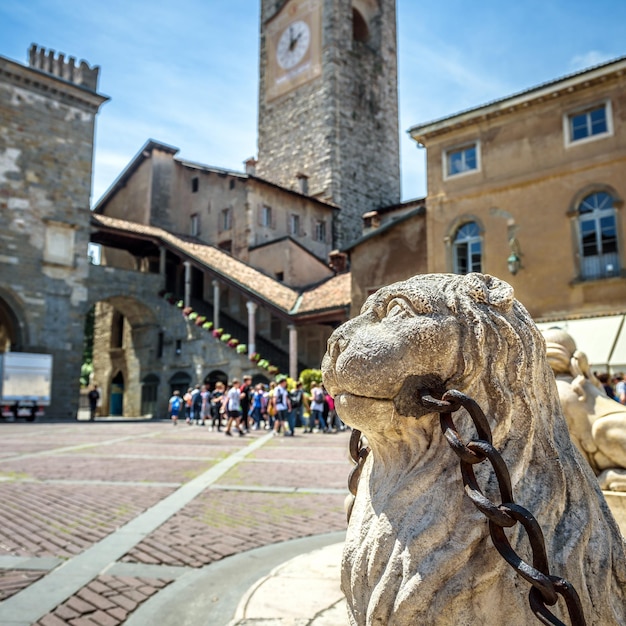 Piazza Vecchia in Citta Alta Bergamo Italy