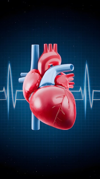 사진 pic human heart with cardiogram for medical heart health care background symbolizing health vertica