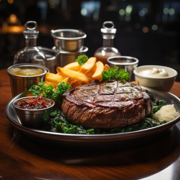 Picanha na Chapa Grilled picanha served on a hot plate Juicy